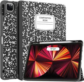 img 4 attached to Soke New iPad Pro 11 Case 2021 with Pencil Holder - Full Body Protection + 2nd Gen Apple Pencil Charging + Auto Wake/Sleep + Soft TPU Back Cover - Book Black Color