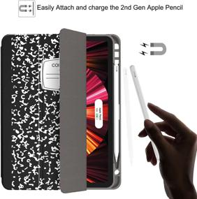 img 1 attached to Soke New iPad Pro 11 Case 2021 with Pencil Holder - Full Body Protection + 2nd Gen Apple Pencil Charging + Auto Wake/Sleep + Soft TPU Back Cover - Book Black Color