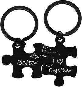 img 4 attached to Better Together Couples Set Keychain - ZNTINA Puzzle Piece Keychain for Long Distance Relationship Gift, Valentine Gift (BKR-Better together)