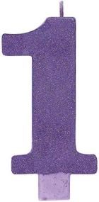 img 1 attached to Numeral Large Glitter Candle Purple