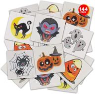 🎃 artcreativity halloween temporary tattoos for kids - pack of 144 - the ultimate non-toxic tats stickers for halloween party favors, treats, décor and goodie bags - 6 assorted designs! логотип