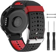 isabake soft silicone sport band for forerunner 235 watch bands compatible with approach s20 s5 s6 forerunner 230 220 235 235lite 620 630 735xt smartwatch(black/red) logo