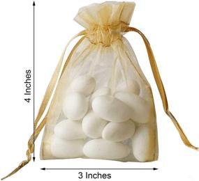 img 1 attached to Wedding Venue Shop Organza Drawstring Favor Bags - Gold (3x4), Pack of 10, BAG_3x4_GOLD