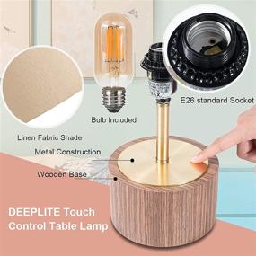 img 1 attached to Set of 2 DEEPLITE Wooden Touch Table Lamps - Dimmable Bedside Lamp with Cylinder Shade, Included Bulb - Modern Nightstand Lamp for Bedroom, Living Room, Office