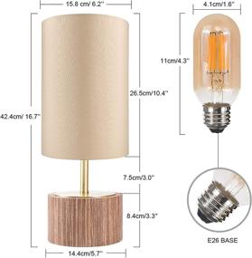 img 2 attached to Set of 2 DEEPLITE Wooden Touch Table Lamps - Dimmable Bedside Lamp with Cylinder Shade, Included Bulb - Modern Nightstand Lamp for Bedroom, Living Room, Office