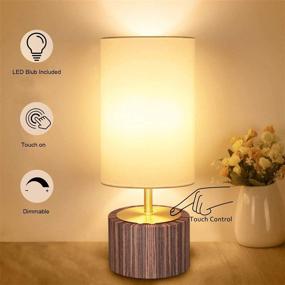 img 3 attached to Set of 2 DEEPLITE Wooden Touch Table Lamps - Dimmable Bedside Lamp with Cylinder Shade, Included Bulb - Modern Nightstand Lamp for Bedroom, Living Room, Office
