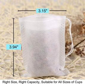 img 3 attached to 🍵 Convenient 120 Pcs Disposable Tea Filter Bags with Drawstring - FishStick Natural Cotton for Loose Leaf Tea Making, Includes Tea Clip (3.15 x 3.94 inch)