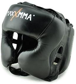 img 3 attached to 🥊 Black MaxxMMA L/XL Headgear - Boxing, MMA, Kickboxing, Sparring, Karate, Taekwondo Training