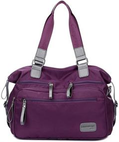 img 4 attached to Waterproof Nylon Shoulder Travel Purple Women's Handbags & Wallets and Totes