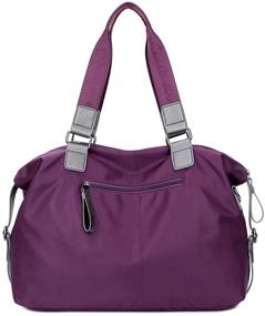 img 3 attached to Waterproof Nylon Shoulder Travel Purple Women's Handbags & Wallets and Totes