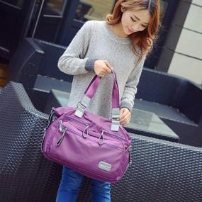 img 1 attached to Waterproof Nylon Shoulder Travel Purple Women's Handbags & Wallets and Totes