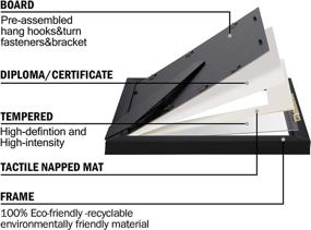 img 3 attached to 🖼️ Violabbey 11x14 Gold Diploma Frames: Fits 8.5x11 Certificates & College Degrees, with or without Mat. HD Semi-tempered Glass. Wall/Tabletop Display in Navy Gold Double Mat Design.