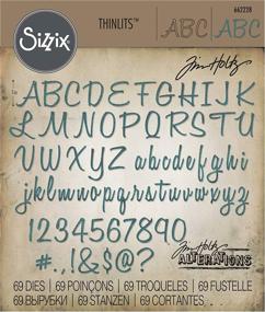 img 2 attached to 🔠 Sizzix 662228 Tim Holtz Blue Thinlits Dies: Upper and Lower Case Alphabet with Numbers for Crafting