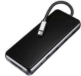 img 4 attached to 12-в-1 USB-C хаб с тройным дисплеем, двумя 4K HDMI, VGA, Ethernet, PD, 3xUSB 3.0, Type C портом для передачи данных, аудио/микрофоном, SD/TF картридером для MacBook и ноутбуков с USB-C.