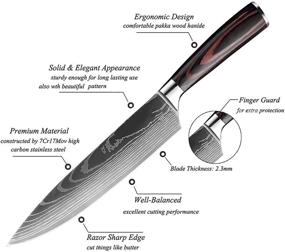 img 3 attached to 🔪 KEPEAK 8-Piece Kitchen Knife Set, High Carbon Stainless Steel Chef Knives 3.5-8 Inches, Pakkawood Handle, Ultra Sharp Cooking Knives Suitable for Vegetables, Meat, and Fruits