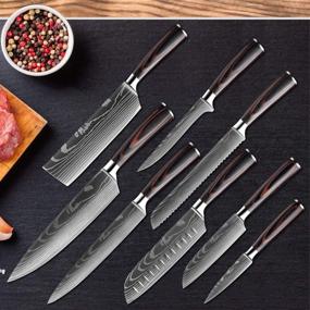 img 2 attached to 🔪 KEPEAK 8-Piece Kitchen Knife Set, High Carbon Stainless Steel Chef Knives 3.5-8 Inches, Pakkawood Handle, Ultra Sharp Cooking Knives Suitable for Vegetables, Meat, and Fruits