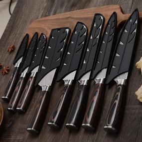 img 1 attached to 🔪 KEPEAK 8-Piece Kitchen Knife Set, High Carbon Stainless Steel Chef Knives 3.5-8 Inches, Pakkawood Handle, Ultra Sharp Cooking Knives Suitable for Vegetables, Meat, and Fruits