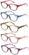 👓 women's fashion spring hinge pattern design reading glasses - set of 5 pairs for optimal style and function logo