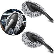 2 pack microfiber car dash duster - multi-functional interior & exterior cleaning brush for car, motorcycle, automotive - dust, dirt, and air vents dusting tool & mop logo