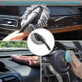 img 2 attached to 2 Pack Microfiber Car Dash Duster - Multi-Functional Interior & Exterior Cleaning Brush for Car, Motorcycle, Automotive - Dust, Dirt, and Air Vents Dusting Tool & Mop