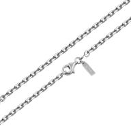 📿 venicebee 24-inch long faceted cable chain necklace, 2.6mm wide, nickel-free solid 925 sterling silver, made in italy, with polishing cloth, black velvet pouch - fine jewelry logo
