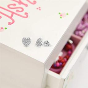 img 1 attached to Hypoallergenic White Gold Toned Heart Earrings for Kids - Safe Screwback Studs with Swarovski Crystal Elements - Suitable for Girls, Children, Infants, Toddlers, Babies and Tweens - 925 Sterling Silver