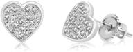 hypoallergenic white gold toned heart earrings for kids - safe screwback studs with swarovski crystal elements - suitable for girls, children, infants, toddlers, babies and tweens - 925 sterling silver logo