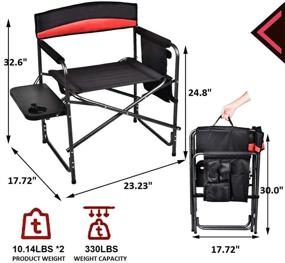 img 3 attached to 🪑 Set of 2 Grepatio Portable Folding Camping Chairs - Aluminum Frame Director Chairs with Side Table, Cup Holder, Carry Handle - Supports up to 330LBS