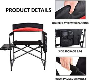 img 1 attached to 🪑 Set of 2 Grepatio Portable Folding Camping Chairs - Aluminum Frame Director Chairs with Side Table, Cup Holder, Carry Handle - Supports up to 330LBS