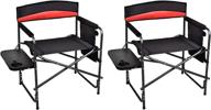 🪑 set of 2 grepatio portable folding camping chairs - aluminum frame director chairs with side table, cup holder, carry handle - supports up to 330lbs логотип