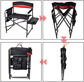 img 2 attached to 🪑 Set of 2 Grepatio Portable Folding Camping Chairs - Aluminum Frame Director Chairs with Side Table, Cup Holder, Carry Handle - Supports up to 330LBS