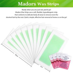 img 3 attached to Wax Strips for Women Hair Removal - Madors Green Brazilian Waxing Kit: 40 Strips + 4 Calming Oil Wipes