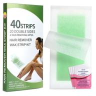 wax strips for women hair removal - madors green brazilian waxing kit: 40 strips + 4 calming oil wipes logo