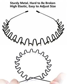 img 3 attached to Металлическая ободок для волос для мужчин и женщин: унисекс чёрная жгутчатая спортивная ободок с пружинками для волос и женских аксессуаров - простая эластичная нескользящая широкая повязка-бандо для активного отдыха на открытом воздухе.