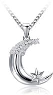 🌙 starry crescent moon necklace in 925 sterling silver with sparkling cubic zirconia for women and girls logo