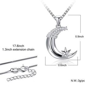 img 3 attached to 🌙 Starry Crescent Moon Necklace in 925 Sterling Silver with Sparkling Cubic Zirconia for Women and Girls