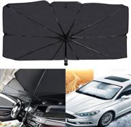 🌞 aikesi car umbrella sun shade cover: effective uv reflecting foldable front car sunshade umbrella, convenient easy use/storage, fits most vehicles – 57'' x 31'' logo