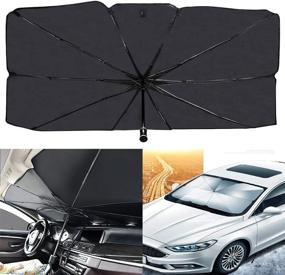 img 4 attached to 🌞 AIKESI Car Umbrella Sun Shade Cover: Effective UV Reflecting Foldable Front Car Sunshade Umbrella, Convenient Easy Use/Storage, Fits Most Vehicles – 57'' x 31''