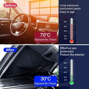 img 2 attached to 🌞 AIKESI Car Umbrella Sun Shade Cover: Effective UV Reflecting Foldable Front Car Sunshade Umbrella, Convenient Easy Use/Storage, Fits Most Vehicles – 57'' x 31''