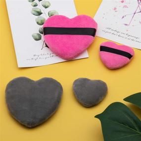 img 1 attached to 💕 OIIKI 4PCS Makeup Blendiful Puffs: Cotton Powder Puff & Beauty Sponges Blender Set for Cosmetic Application - Love Shape with Strap (2PCS Gray+2PCS Rose)