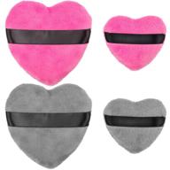 💕 oiiki 4pcs makeup blendiful puffs: cotton powder puff & beauty sponges blender set for cosmetic application - love shape with strap (2pcs gray+2pcs rose) logo