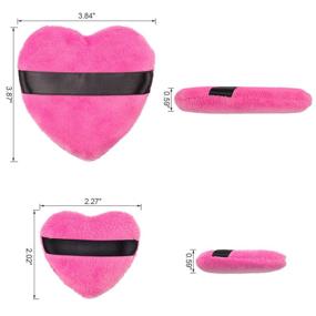 img 2 attached to 💕 OIIKI 4PCS Makeup Blendiful Puffs: Cotton Powder Puff & Beauty Sponges Blender Set for Cosmetic Application - Love Shape with Strap (2PCS Gray+2PCS Rose)