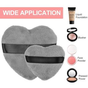 img 3 attached to 💕 OIIKI 4PCS Makeup Blendiful Puffs: Cotton Powder Puff & Beauty Sponges Blender Set for Cosmetic Application - Love Shape with Strap (2PCS Gray+2PCS Rose)