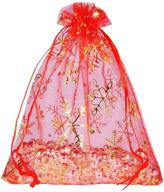 🎁 housweety 25pcs 12cmx16cm red snowflake organza gift bags pouches for wedding/christmas gifting delights! logo