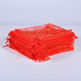 img 1 attached to 🎁 Housweety 25PCs 12cmx16cm Red Snowflake Organza Gift Bags Pouches for Wedding/Christmas Gifting Delights!