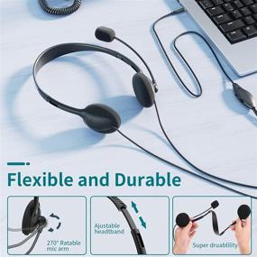 img 1 attached to EBODA Lightweight 3.5mm Jack PC Headset with Microphone Noise Cancelling - Wired Business Headphones for Skype, Webinar, Call Centers - Clear Chat, Ultra Comfort