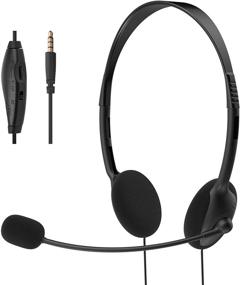 img 4 attached to EBODA Lightweight 3.5mm Jack PC Headset with Microphone Noise Cancelling - Wired Business Headphones for Skype, Webinar, Call Centers - Clear Chat, Ultra Comfort