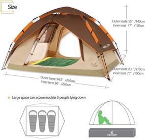 img 3 attached to 🏕️ ZOMAKE Instant Camping Tents for 2-4 Person - Waterproof Dome Tent with Carry Bag, AutoHydraulic Pop Up Tent - Quick Easy Set Up in 60s