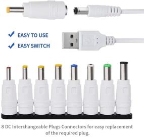 img 1 attached to 🔌 Universal 5V DC Power Cable, USB to DC 5.5x2.1mm Plug Charging Cord with 8 Interchangeable Plugs Connectors Adapter for Router, Mini Fan, and Electronics Devices (White) by UCEC