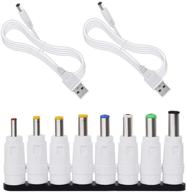 🔌 universal 5v dc power cable, usb to dc 5.5x2.1mm plug charging cord with 8 interchangeable plugs connectors adapter for router, mini fan, and electronics devices (white) by ucec logo